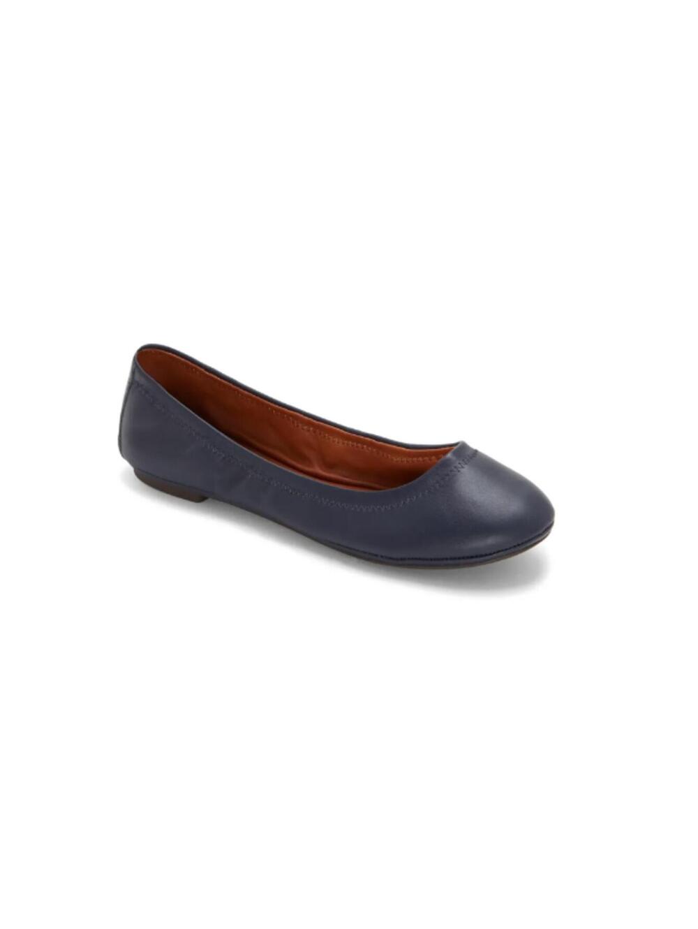 Lucky Brand Emmie Leather Ballet Flats US Size 7.5W Wide American Navy NWB